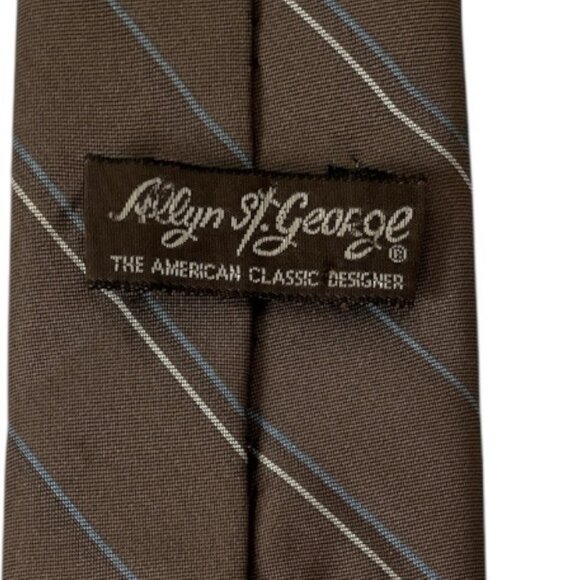 Vintage Allyn St. George Men’s Tie – Brown Striped Necktie 57” Long Y2K - Picture 5 of 6